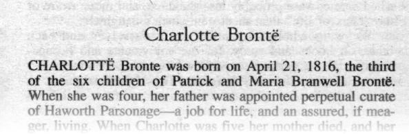 Charlott&euml; Bronte <small>[From the Tor edition of <cite>Jane Eyre</cite>]</small>