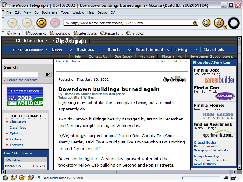 Downdown buildings burned again