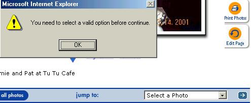 ...select a valid option before continue