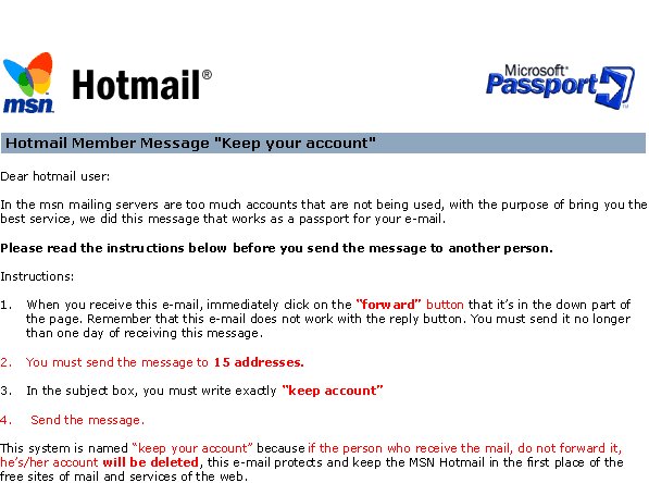 Hotmail Chain Letter 2